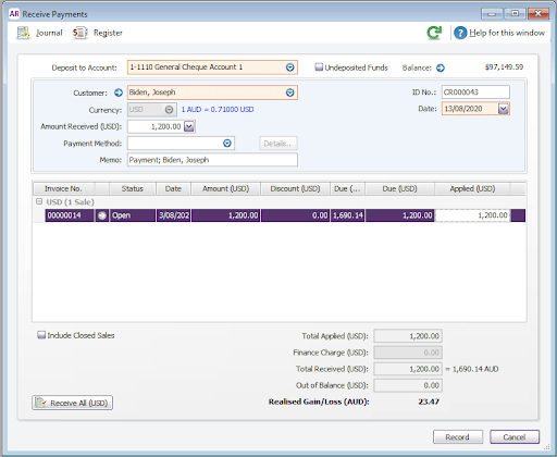 MYOB Multi Currency