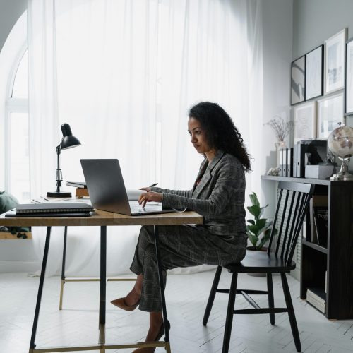 a woman working in payroll
