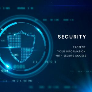 Digital shield icon representing cyber security and secure data protection